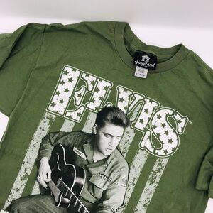 Graceland Shirt Green Elvis Presley Guitar T-Shirt Tee Crew Mens Size Medium